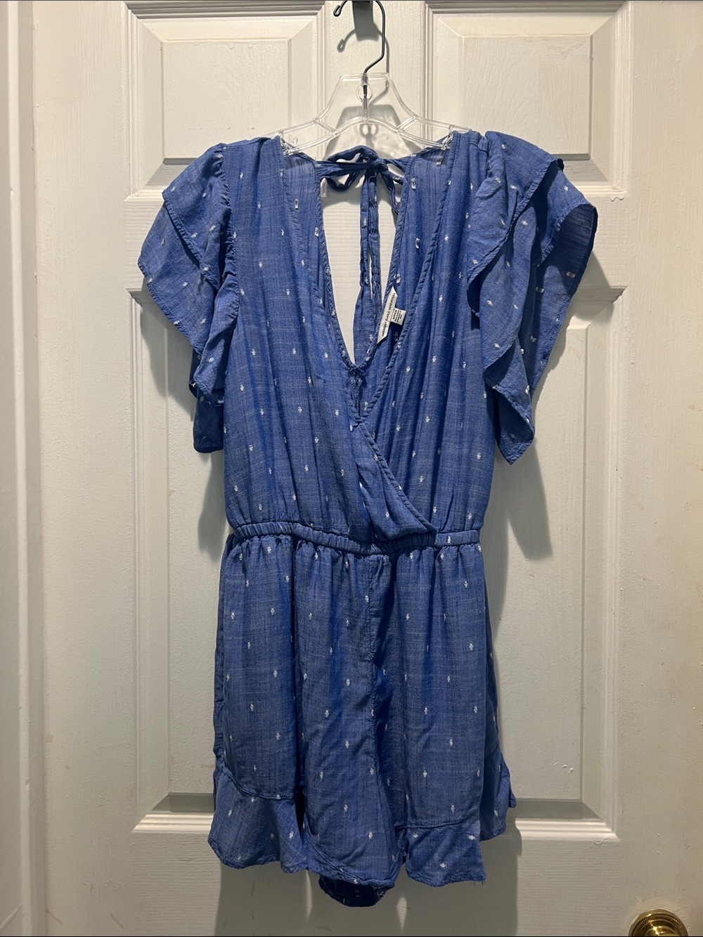 American Eagle Outfitters Chambray Blue Shorts Romper